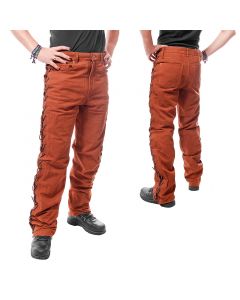 Leder schnuerjeans Lederhose cognac Nubuck